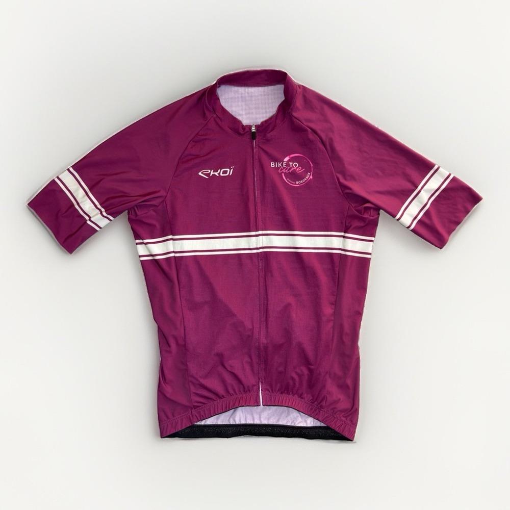 EKOI Men's Small Cycling Jersey Bike To Care Bordeaux Burgundy White